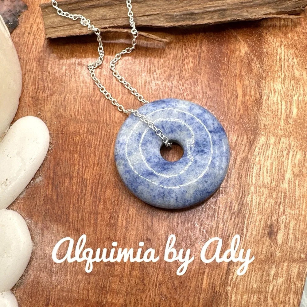 Sodalite Chunky Donut – Blue Stone on 925 Plata Chain